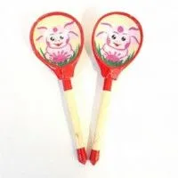 Деревянная ложка LHL6702  полубаская, роспись "Лунтик", Хохлома