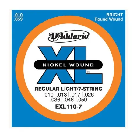 Набор струн для 7-струнной электрогитары D`ADDARIO EXL110-7