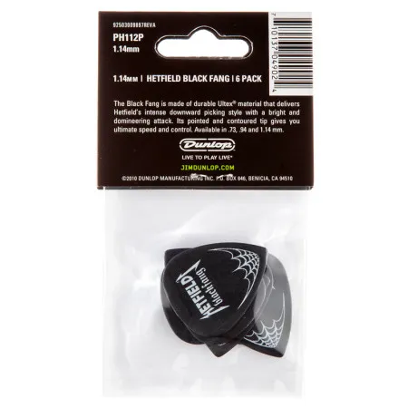 Dunlop PH112P1.14 Набор из 6 медиаторов HETFIELD: Black Fang (1.14мм) в блистере