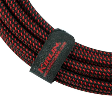 Kirlin IWB-202BFGL 6M BR Шнур гитарный JACK 1/4"(прямой) ⇔ JACK 1/4"(угловой), 6 метров, черн/красн