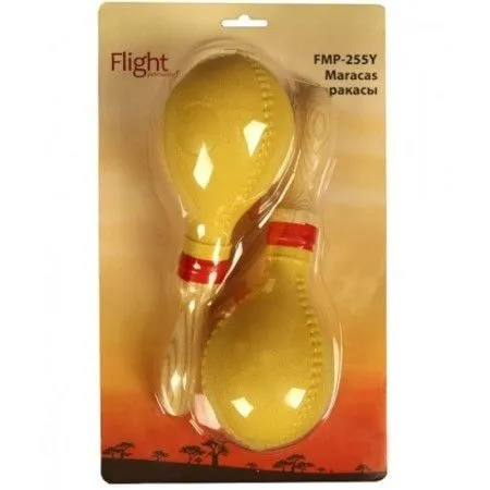 FLIGHT FMP-255Y Маракасы пластиковые с деревянной ручкой, 25.5х9см