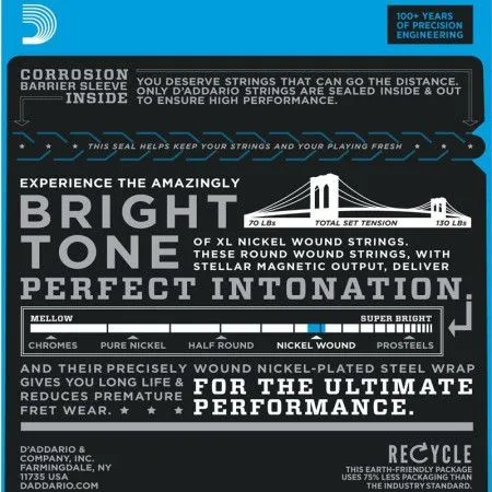 Набор струн для 7-струнной электрогитары D`ADDARIO EXL120-7