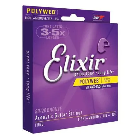 Набор струн для 6-струнной акустической гитары Elixir 11075 PolyWeb