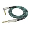 Kirlin IWB-202PFGL 3M WBT Шнур гитарный JACK 1/4"(прямой) ⇔ JACK 1/4"(угловой), 3 м, бирюзовая волна