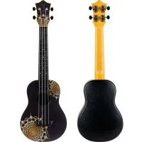 Flight TUC-40 GD MANDALA Укулеле Travel концерт с чехлом, черная с рисунком золотая мандала