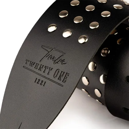 Twelve Twenty One 1221-75-3-BLK Ремень для гитары, кожаный, широкий, черный