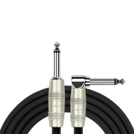 Kirlin IP-202PR 3M BK Шнур инструментальный JACK 1/4"(прямой) ⇔ JACK 1/4"(угловой), 3 метра, черный