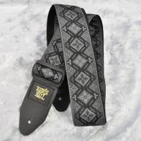 Ernie Ball 4093 Regal Black ремень для электрогитары, полипропилен, кожаные наконечники