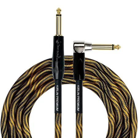 Kirlin IWB-202BFGL 6M WBO Шнур гитарный JACK 1/4"(прямой) ⇔ JACK 1/4"(угловой), 6 м., золотая волна