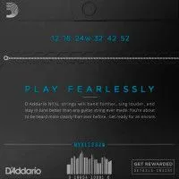 D'Addario NYXL1252W Струны для электрогитары, Light, 3я струна в обмотке, 12-52