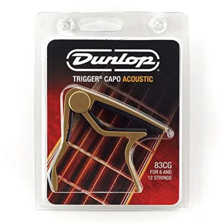 Dunlop 83CG Acoustic Curved Trigger® Каподастр для акустической гитары, золото, для неплоского грифа
