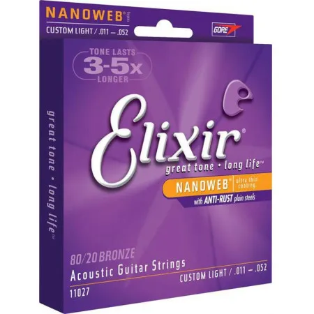 Набор струн для 6-струнной акустической гитары Elixir 11027 NanoWeb