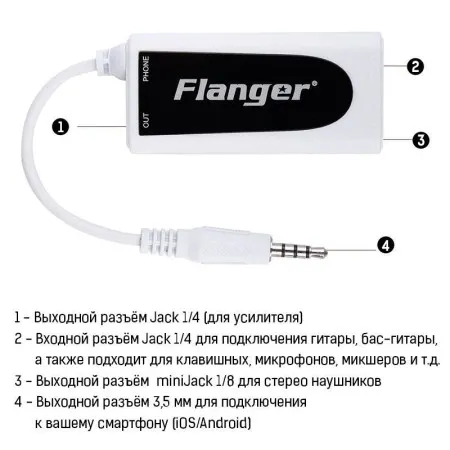 Flanger FC-21 Гитарный аудиоинтерфейс для iOS/Android устройств