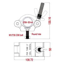 LEXOR 223B150ZY-DM10YN Хомут-струбцина для труб 38-52мм, нагрузка до 500 кг, чёрный