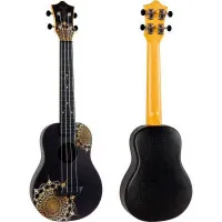 Flight TUC-40 GD MANDALA Укулеле Travel концерт с чехлом, черная с рисунком золотая мандала