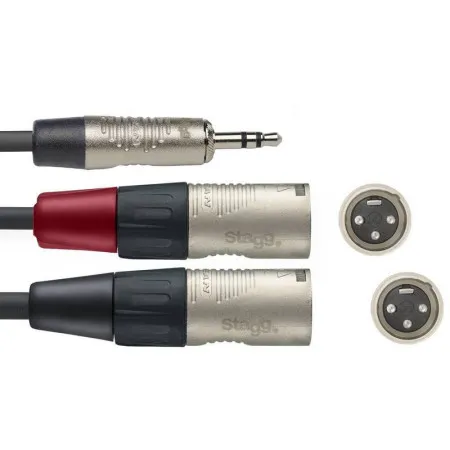 STAGG NYC3/MPS2XMR Шнур аудио mini stereo JACK 1/8"(M) ⇔2x XLR(M), 3 метра