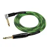Kirlin IWB-202BFGL 3M WBG Шнур гитарный JACK 1/4"(прямой) ⇔ JACK 1/4"(угловой), 3 м., зелёная волна