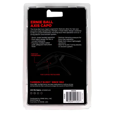 Ernie Ball 9616 Каподастр универсальный, пружинный, цвет белый