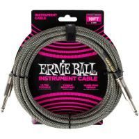 Ernie Ball 6433 Шнур инструментальный JACK 1/4" (прямой) ⇔ JACK 1/4" (прямой), 5.5м, черный/серебро