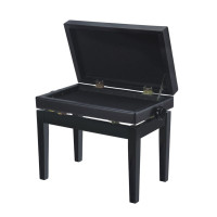 Rin HY-PJ007-GLOSS-BLACK Банкетка деревянная, цвет чёрный глянцевый, обивка чёрный кожзам