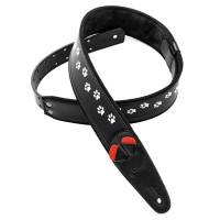 RightOn Straps Mojo Cat Ремень для гитары, текстиль/синтетика, черный, рисунок кошачьи лапки