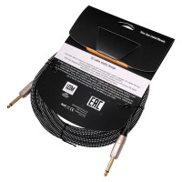 LEEM FAS-5(BK/WH) Шнур инструментальный JACK 1/4"(прямой) ⇔ JACK 1/4"(прямой), 5 м., черный/белый