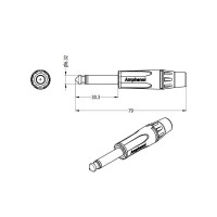 Amphenol ACPM-KB-AU Разъем кабельный Jack 1/4"(male), mono, прямой, чёрный