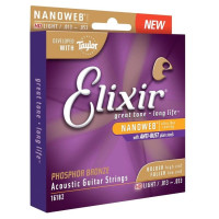 Elixir 16182 NanoWeb Набор струн для 6-струнной акустической гитары, размер 13-53
