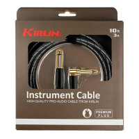Kirlin IWB-202BEGL 6M BM Шнур гитарный JACK 1/4"(прямой) ⇔ JACK 1/4"(угловой), 6 метров, черн/серебр