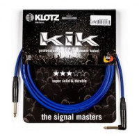 KLOTZ KIKKG4.5PRBL Шнур инструментальный Jack 1/4"(прямой) ⇔ Jack 1/4"(угловой), 4.5 метра, синий