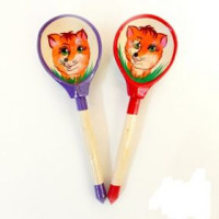 Деревянная ложка LHL6703 полубаская, роспись "Лисичка"