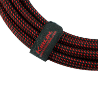 Kirlin IWB-202BFGL 3M BR Шнур гитарный JACK 1/4"(прямой) ⇔ JACK 1/4"(угловой), 3метра, черн/красн