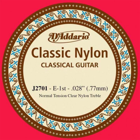 D'Addario J2701 Отдельная струна №1 (028) для классической гитары (цена за 1шт., в уп-ке 5 шт.)