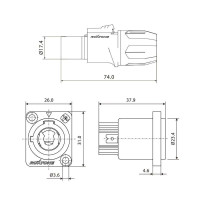 ROXTONE RAC3FCI-BL Разъем PowerCON (Power-IN), кабельный, входной (синий с черным кольцом)