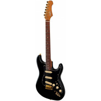 JET JS-380 BK G Электрогитара, Stratocaster, 6 струн, золотая фурнитура, цвет черный