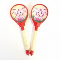 Деревянная ложка LHL6702  полубаская, роспись "Лунтик", Хохлома