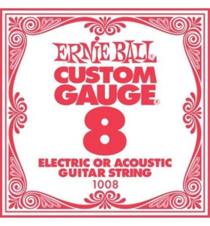 .008 Plain Steel Electric or Acoustic Guitar Strings 6 Pack