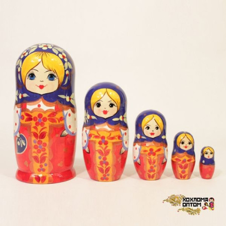 Хохлома LHM10125 Матрешка "Красный сарафан" 5-кукольная