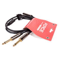FORCE FLC-12/1 Шнур 2х monoJACK1/4(M)⇔stereoJACK1/4(F) + переходник на miniJACK1/8(stereo), 1 м