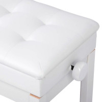 Rin LB-31WHG Банкетка с регулировкой высоты, дерево/искусственная кожа, белая, глянцевый лак