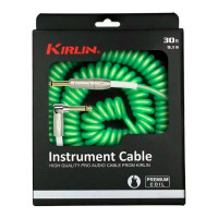 Kirlin IMK-202PFGL 9.1M GRF Шнур гитарный витой JACK 1/4"(прямой) ⇔ JACK 1/4"(угловой), 9м., зелёный