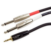 KUPFERN KFYC19-5M Шнур аудио mini-JACK 1/8" (male) stereo ⇔ 2хJACK 1/4" (male) mono, длина 5 метров