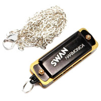 SWAN SW4-BK Губная гармошка мини-брелок на цепочке, цвет чёрный
