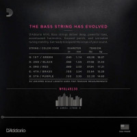 D'Addario NYXL45130 Набор струн для 5-струнной для бас-гитары, размер 45-130