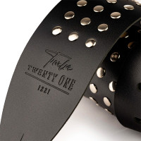 Twelve Twenty One 1221-75-3-BLK Ремень для гитары, кожаный, широкий, черный