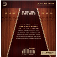 D'Addario NB1256 Nickel Bronze Набор струн для 6-струнной акустической гитары, размер 12-56
