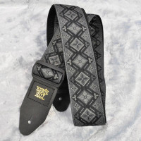 Ernie Ball 4093 Regal Black ремень для электрогитары, полипропилен, кожаные наконечники