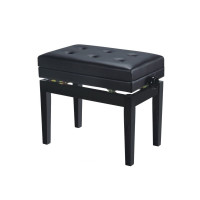 Rin HY-PJ007-GLOSS-BLACK Банкетка деревянная, цвет чёрный глянцевый, обивка чёрный кожзам