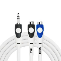 Kirlin LGY-367L 2M WH Шнур mini-JACK 1/8" stereo (male) ⇔ 2хRCA (female), 2 метра, белый