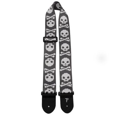 Perri's LPCP-7091 Ремень для гитары, серия Polyester, рисунок ПИКСЕЛЬНЫЙ ЧЕРЕП
